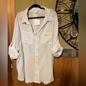 Cynthia Rowley Crisp White Collared Shirt size 2X